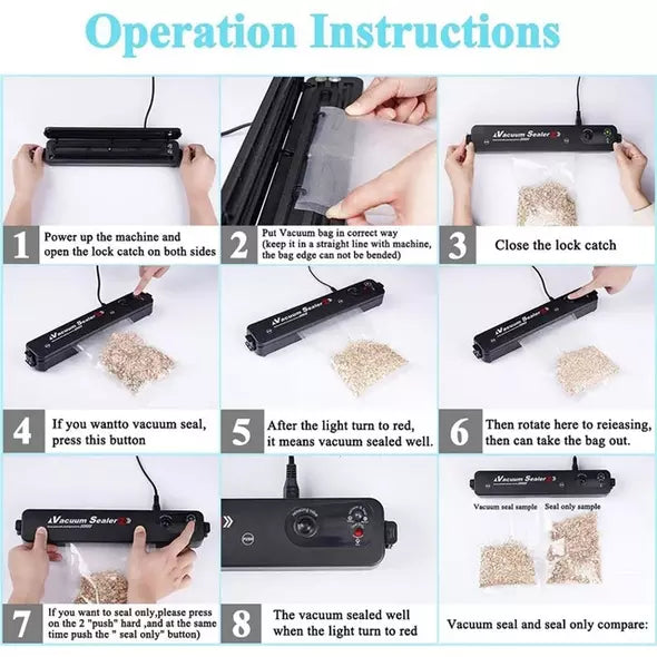 آلة تغليف وتفريغ الهواء الاحترافية - وداعاً للتبذير وحافظي على طزاجة أكلِك 5 مرات أطول